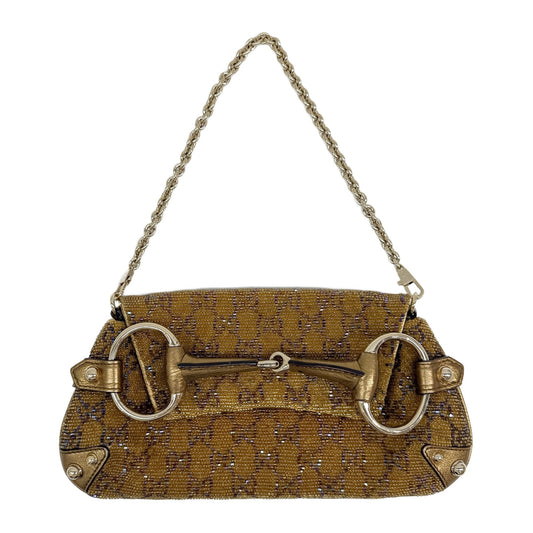 Horsebit Gold GG Beaded Chain Shoulder Bag