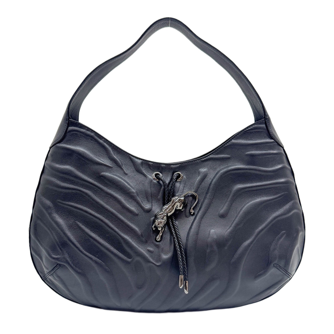 Panthère Black Leather Hobo Shoulder Bag