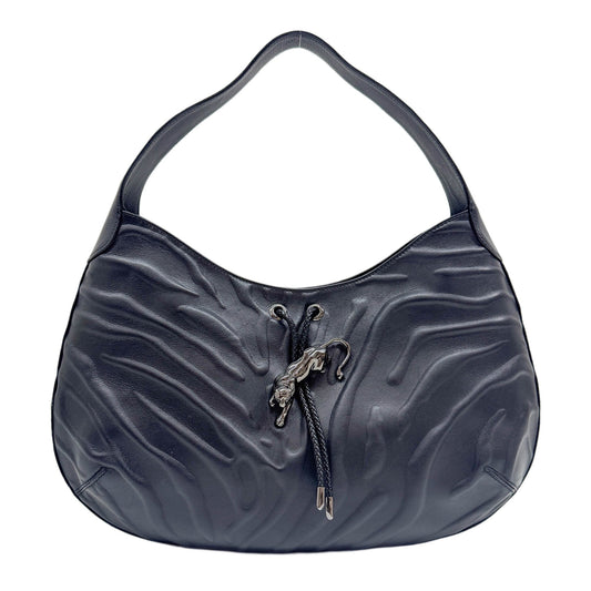 Panthère Black Leather Hobo Shoulder Bag