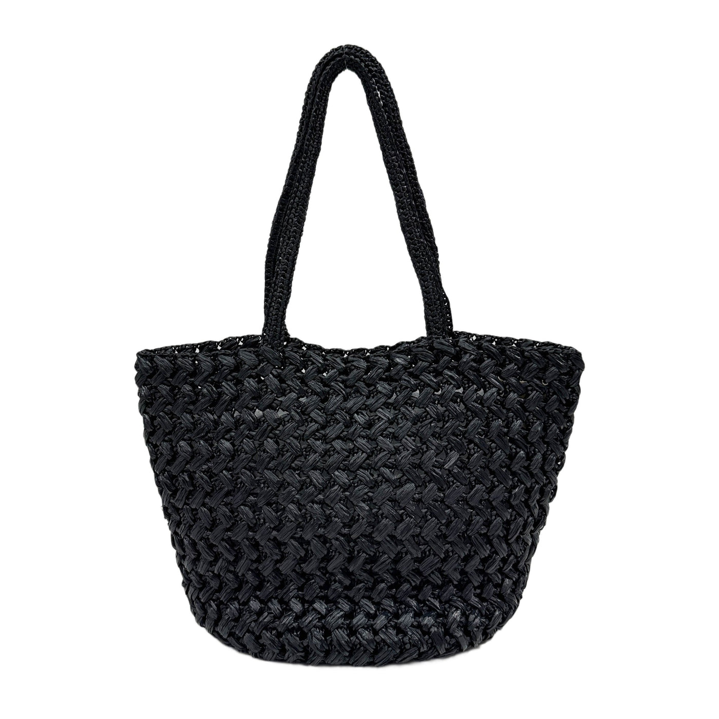 Estelle Black Raffia Tote Bag