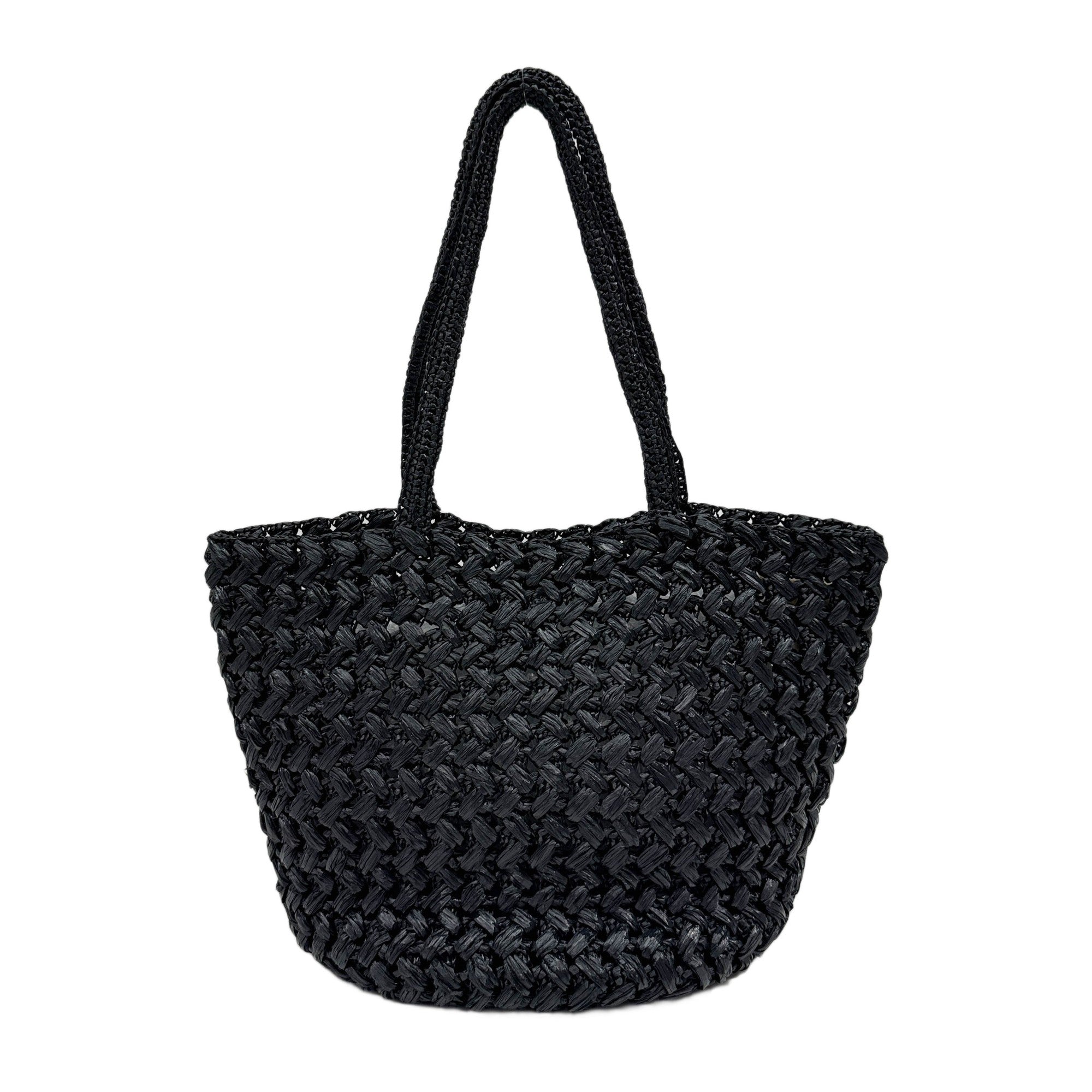 Estelle Black Raffia Tote Bag