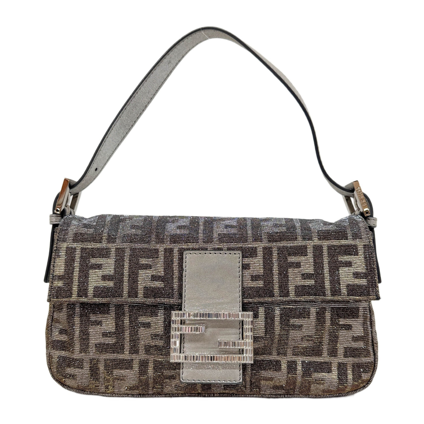 Baguette Iridescent Silver and Gold Glitter Shoulder Bag
