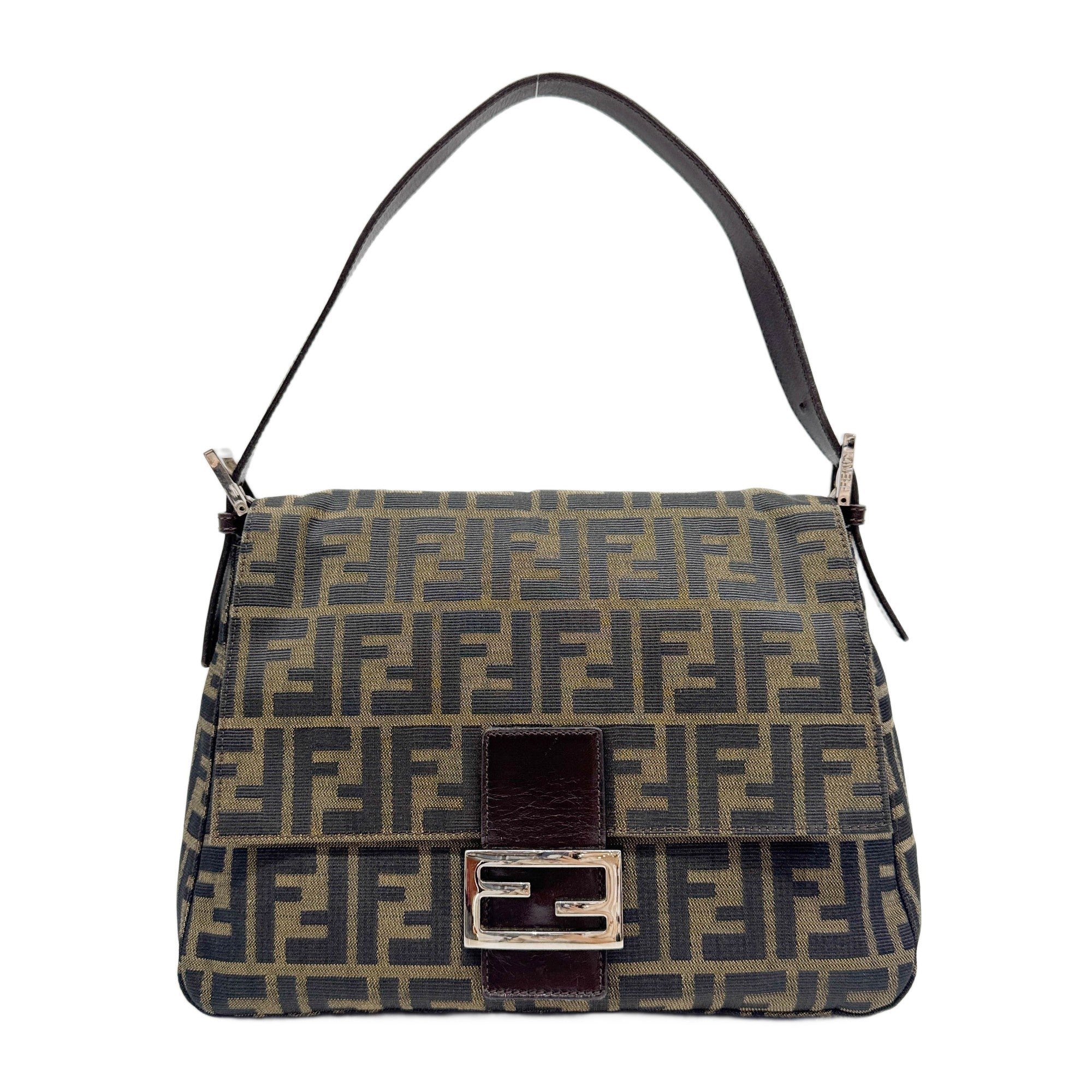 Mamma Baguette Brown Zucca Canvas Shoulder Bag