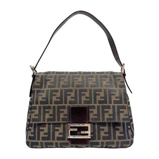 Mamma Baguette Brown Zucca Canvas Shoulder Bag