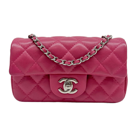 Rectangular Mini Classic Flap 2012-2013 Matelasse Pink Leather Shoulder Bag