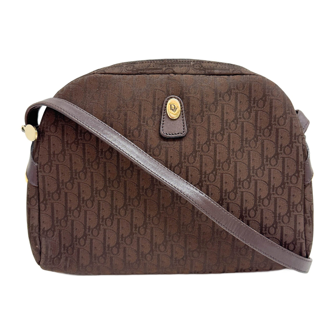 Leather Trim Brown Trotter Canvas Shoulder Bag