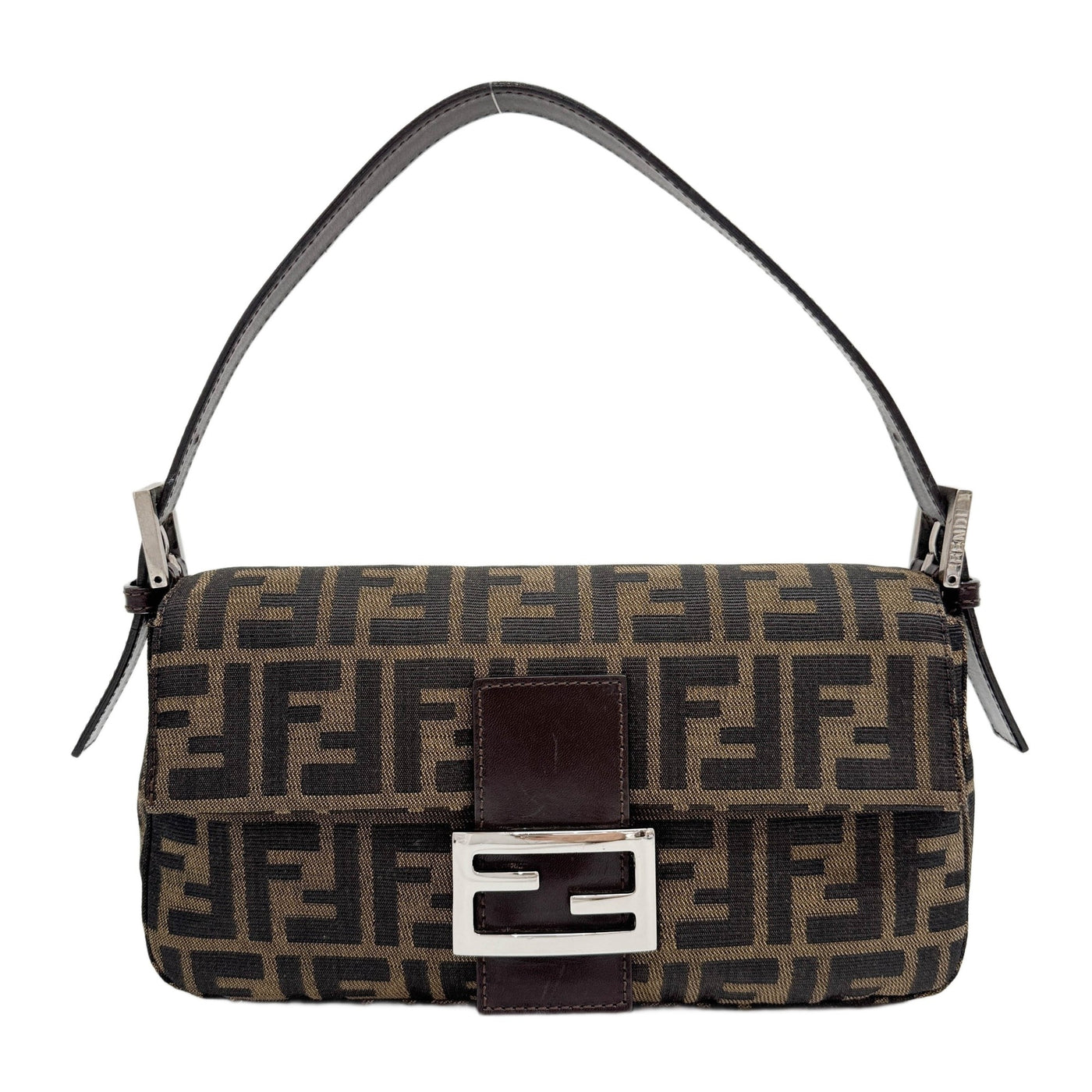 Baguette Brown Zucca Canvas Shoulder Bag