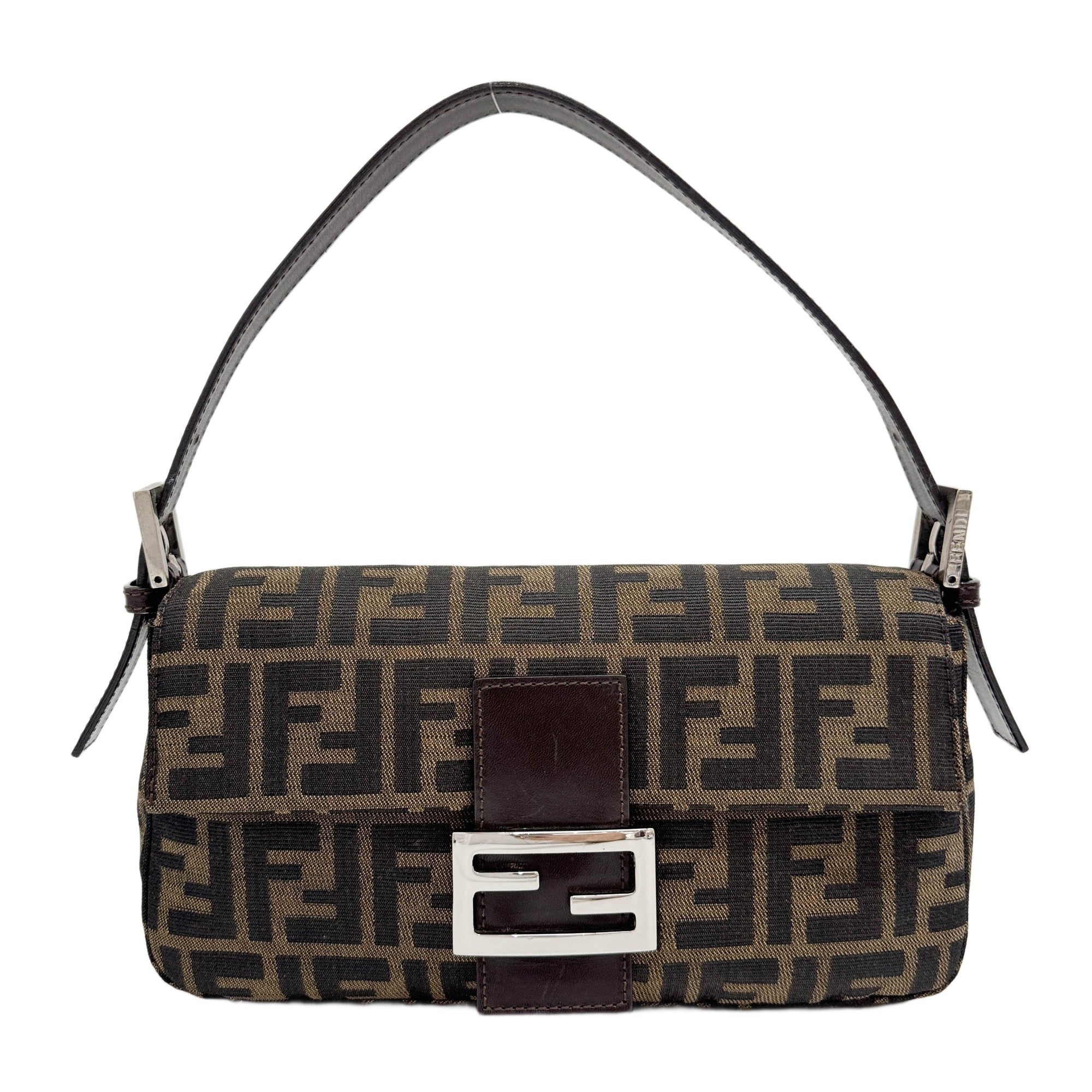 Baguette Brown Zucca Canvas Shoulder Bag