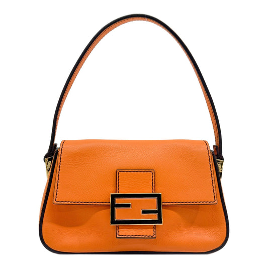 Mini Mamma Baguette Orange Leather Shoulder Bag
