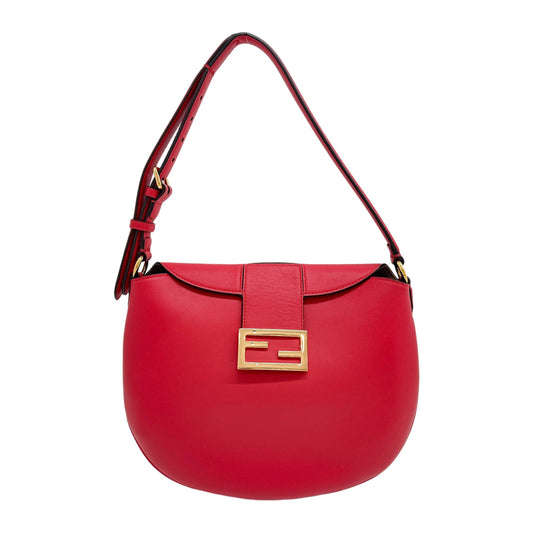 Croissant Red Leather Shoulder Bag