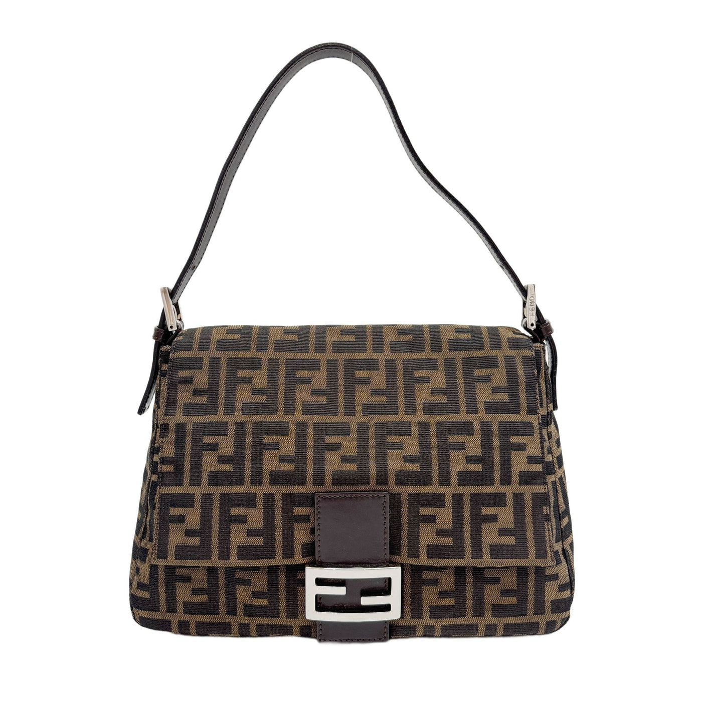 Mamma Baguette Brown Zucca Canvas Shoulder Bag