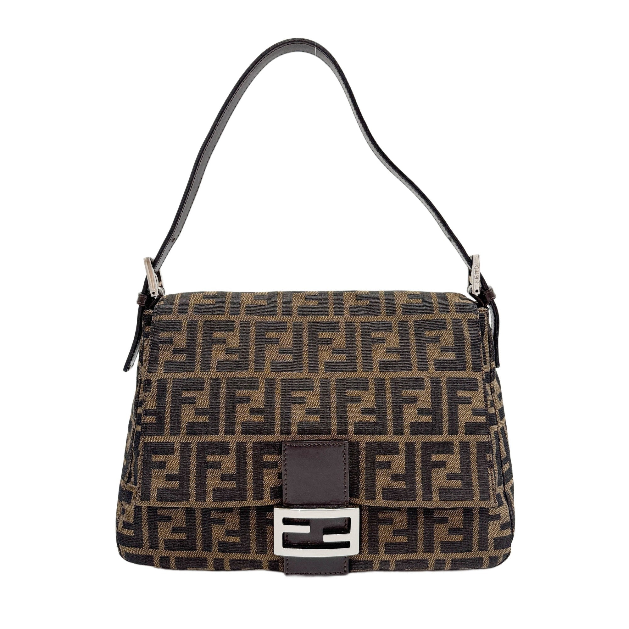 Mamma Baguette Brown Zucca Canvas Shoulder Bag