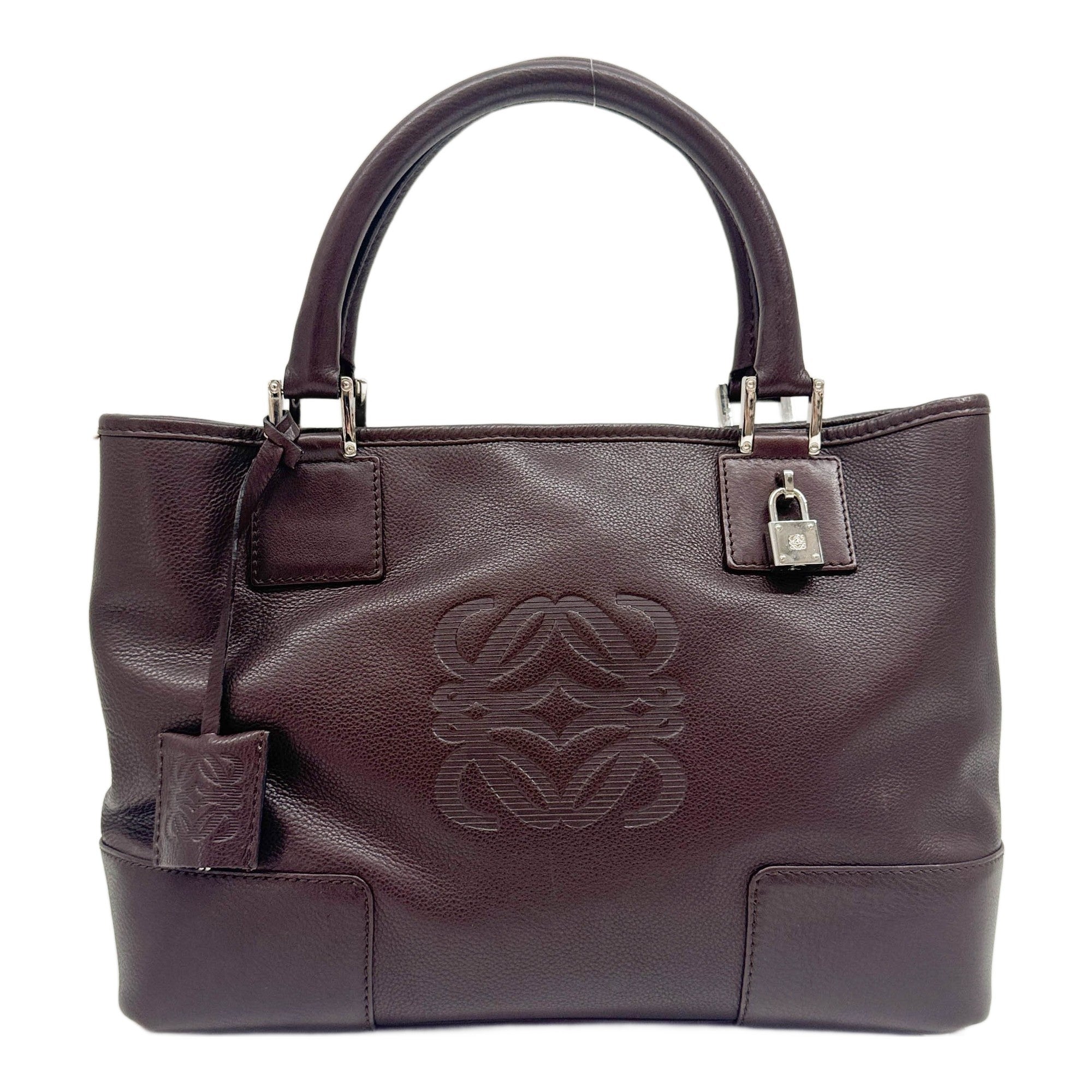 Anagram Brown Leather Tote Hand Bag