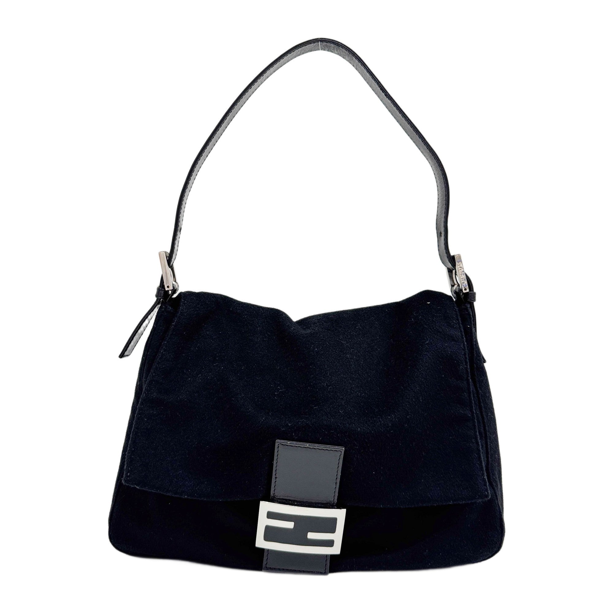 Mamma Baguette Black Cashmere Shoulder Bag