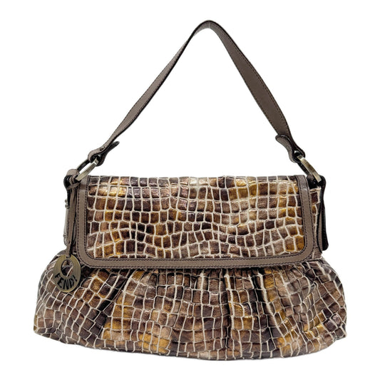Chef Metallic Bronze & Gold Croc-Embossed Nappa Leather Shoulder Bag