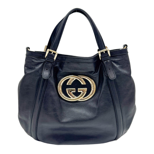 Britt Black Leather Two Way Bag