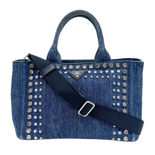 Rhinestone Embellished Blue Denim Two Way Bag