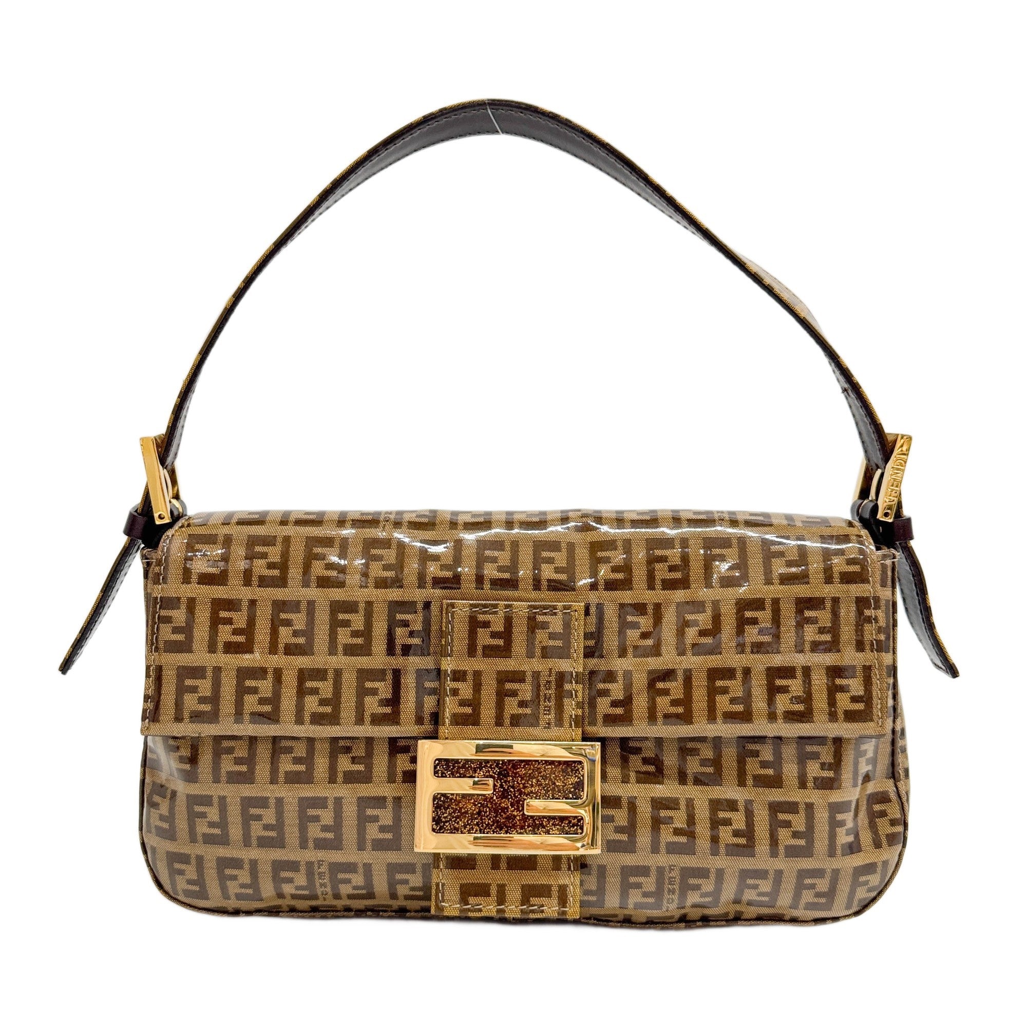 Baguette Brown Zucchino Patent Leather Shoulder Bag