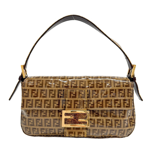 Baguette Brown Zucchino Patent Leather Shoulder Bag