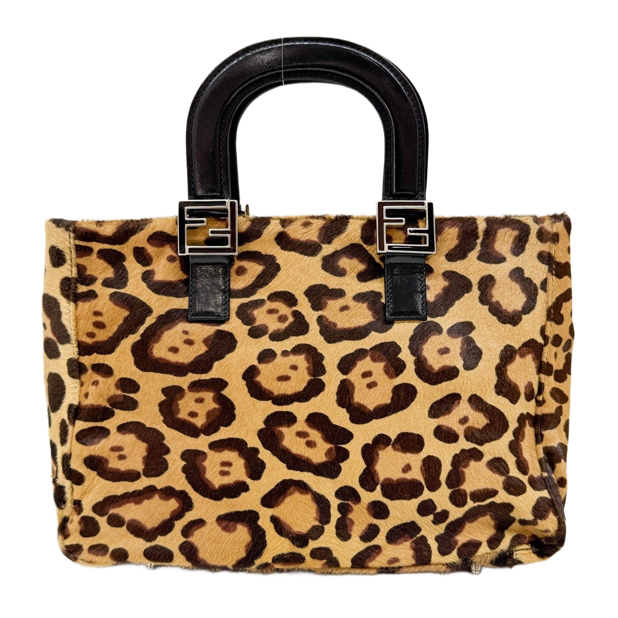 Brown Cheetah Pony Hair Hand Bag
