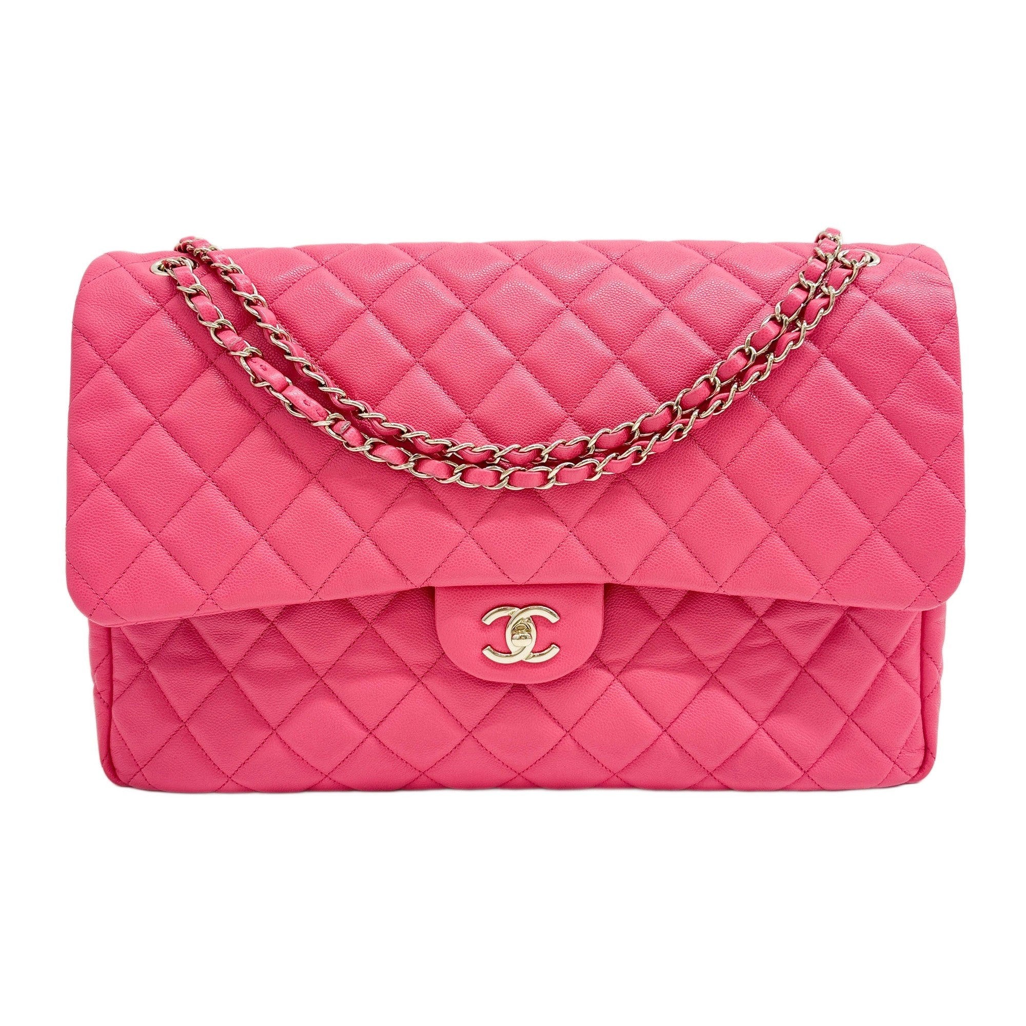 XXL Airline Flap 2021-2026 Matelasse Pink Leather Shoulder Bag