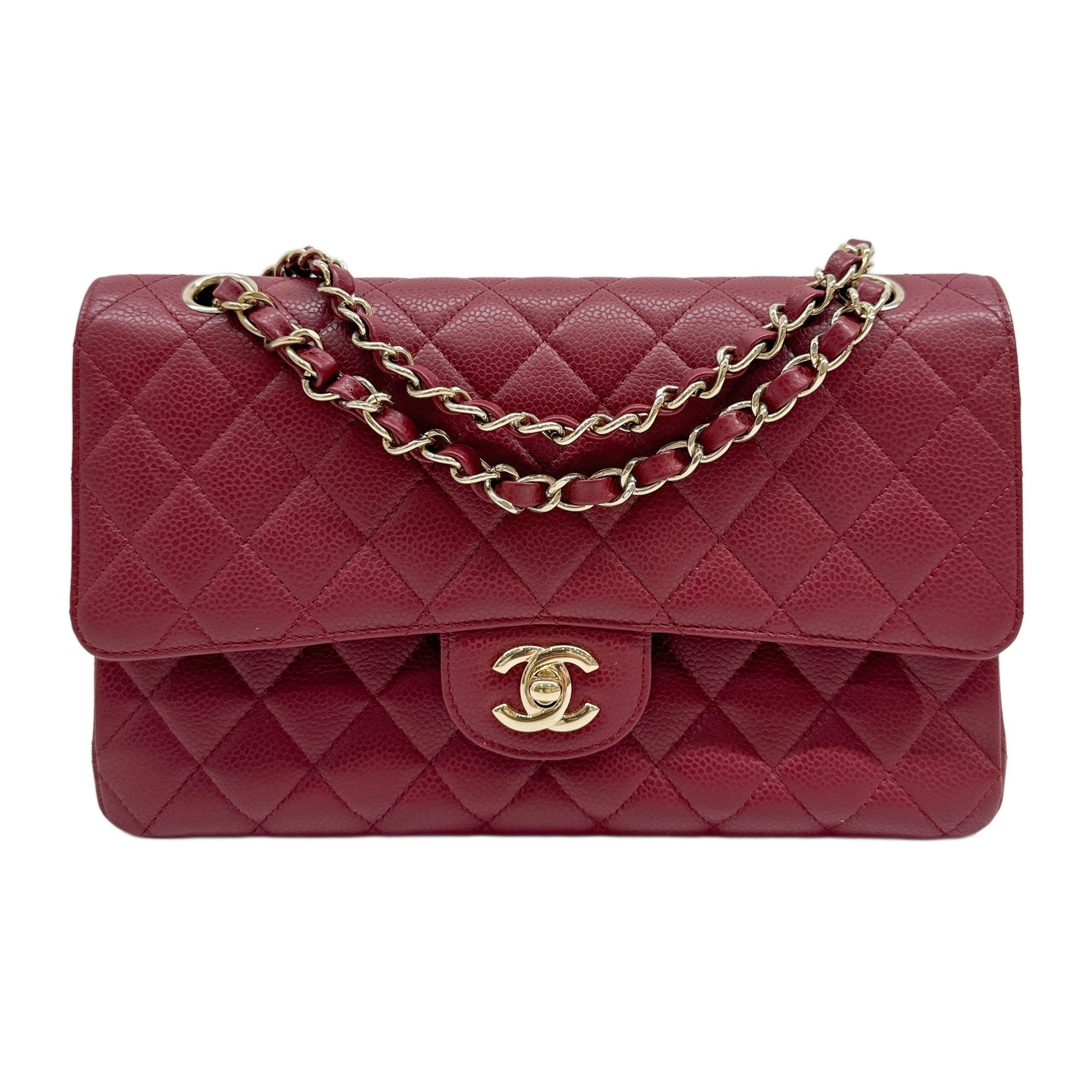 Classic Double Flap 2008-2009 Matelasse Red Caviar Leather Shoulder Bag