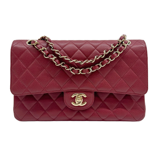 Classic Double Flap 2008-2009 Matelasse Red Caviar Leather Shoulder Bag