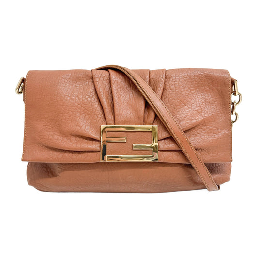 Mia Flap Brown Leather Shoulder Bag