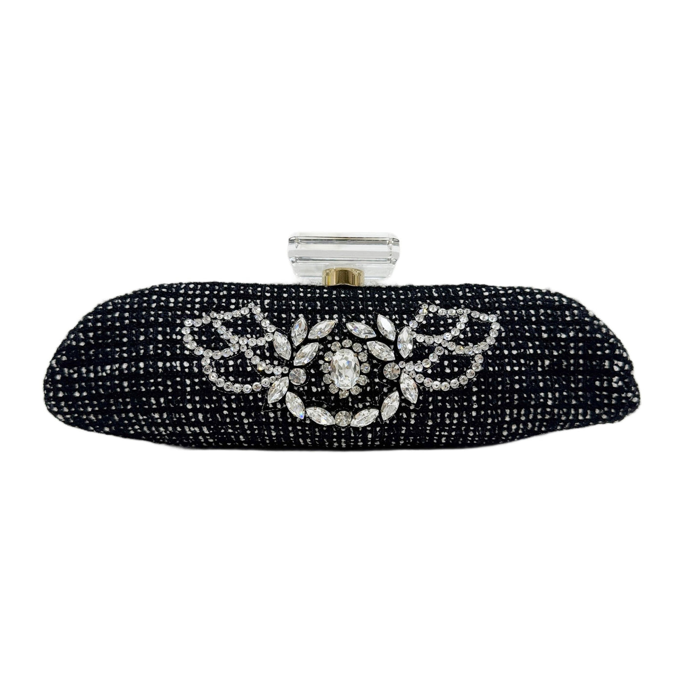 2002-2003 Crystal Embellished Black and White Tweed Evening Clutch Bag