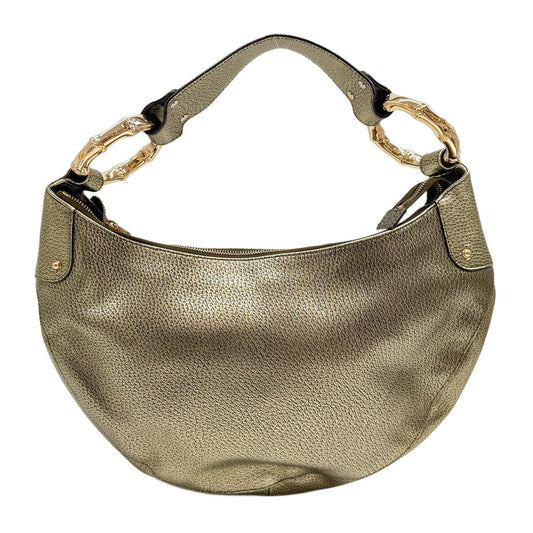 Bamboo Ring Gold Leather Shoulder Bag