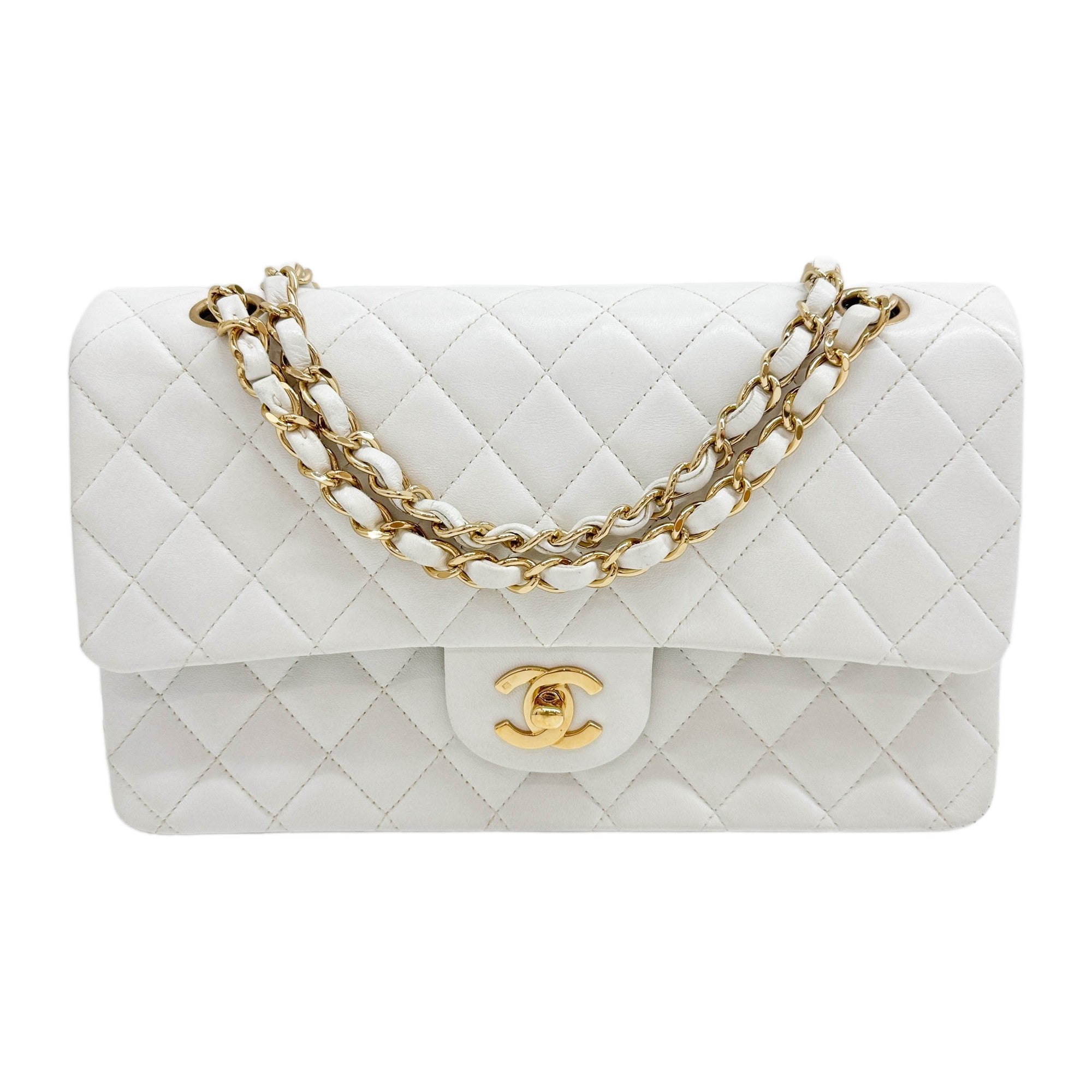 Classic Double Flap 2000-2002 Matelasse White Leather Shoulder Bag