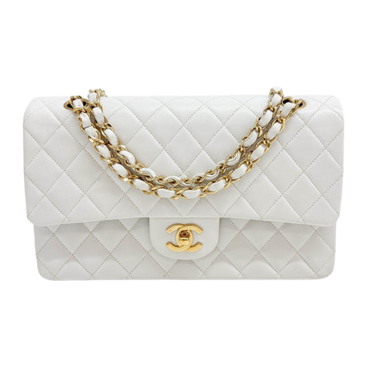 Classic Double Flap 2000-2002 Matelasse White Leather Shoulder Bag