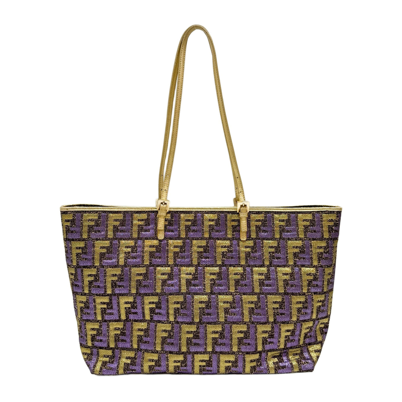 Purple & Yellow Zucca Glitter Canvas Tote Shoulder Bag