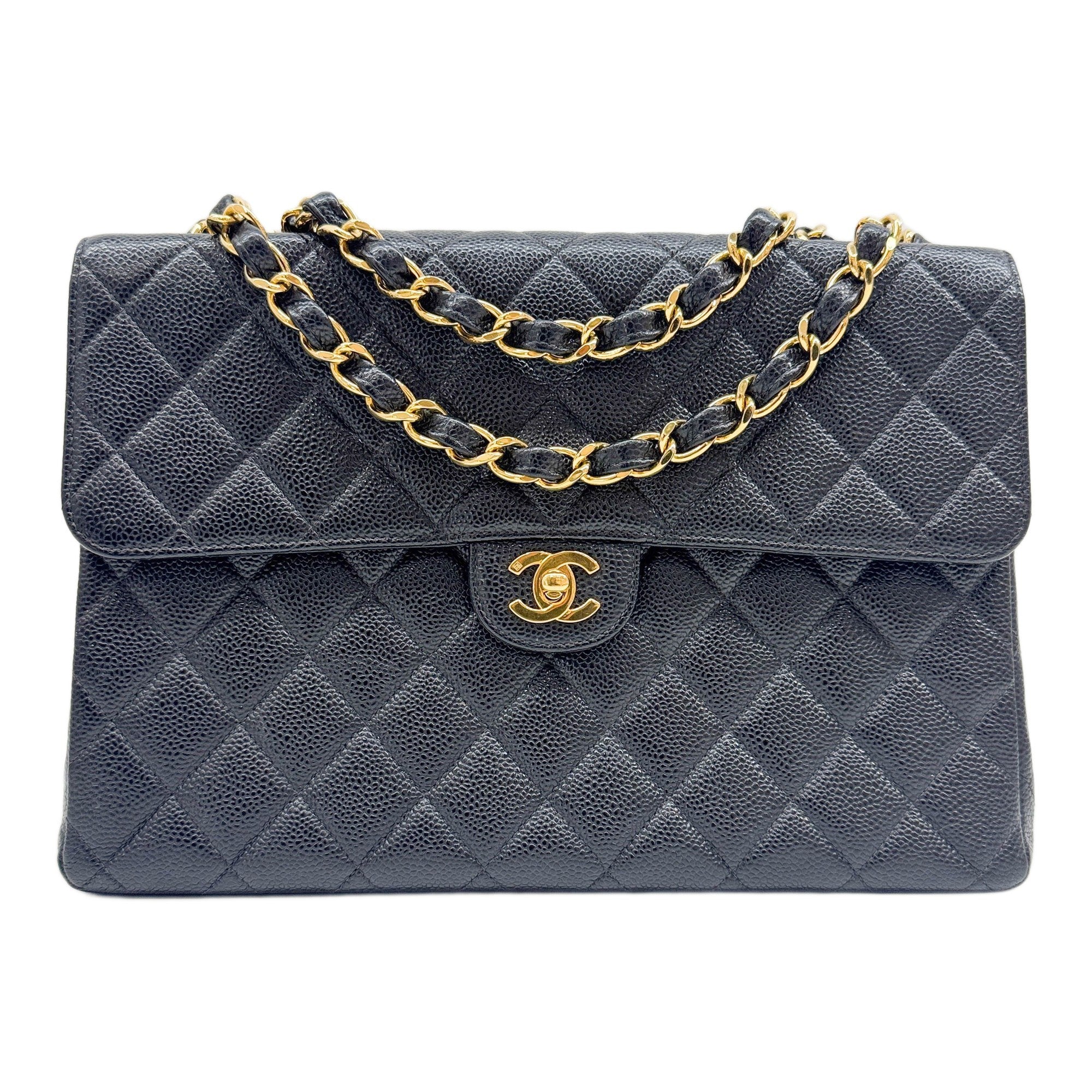 Jumbo Classic Flap 2000-2002 Matelasse Black Leather Shoulder Bag