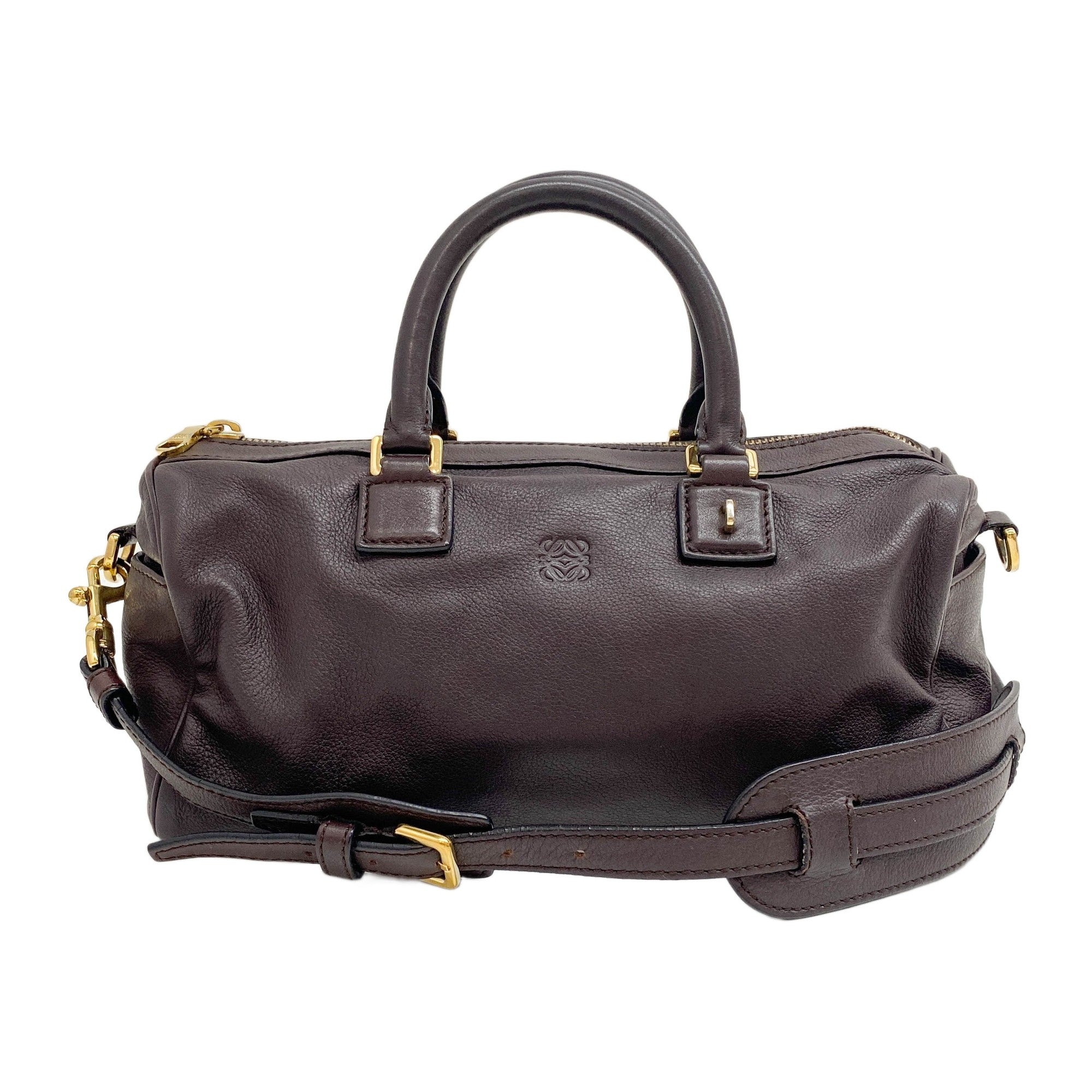 Anagram Logo Brown Leather Two Way Bag
