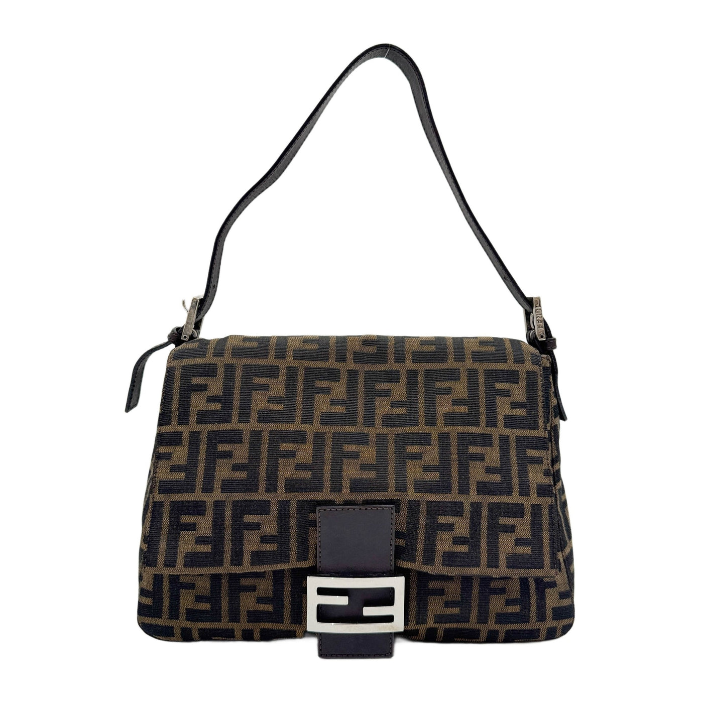 Mamma Baguette Brown Zucca Canvas Shoulder Bag