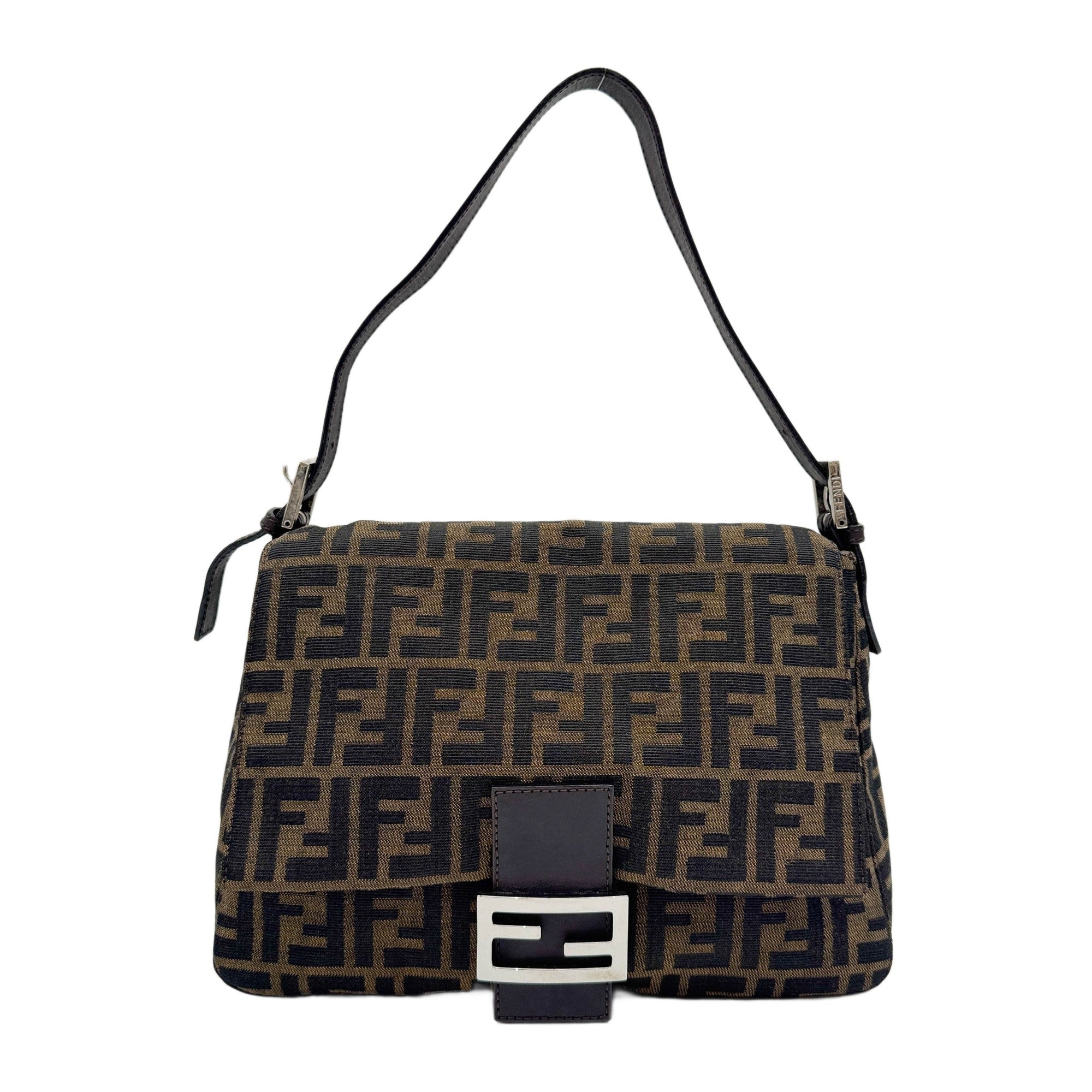 Mamma Baguette Brown Zucca Canvas Shoulder Bag