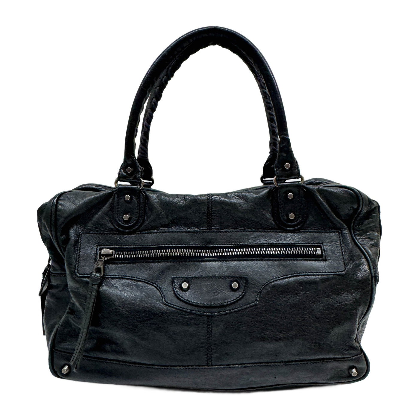 Motocross Classic Folder Black Leather Shoulder Bag