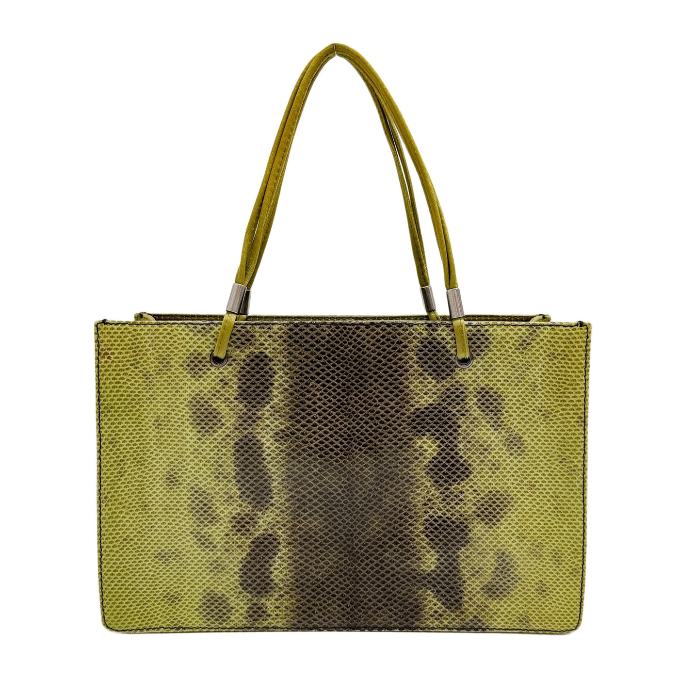 Green Lizzard Embossed Leather Handle Bag