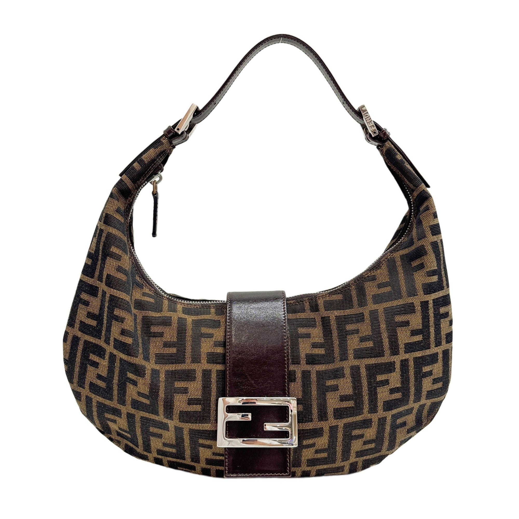 Croissant Brown Zucca Canvas Shoulder Bag