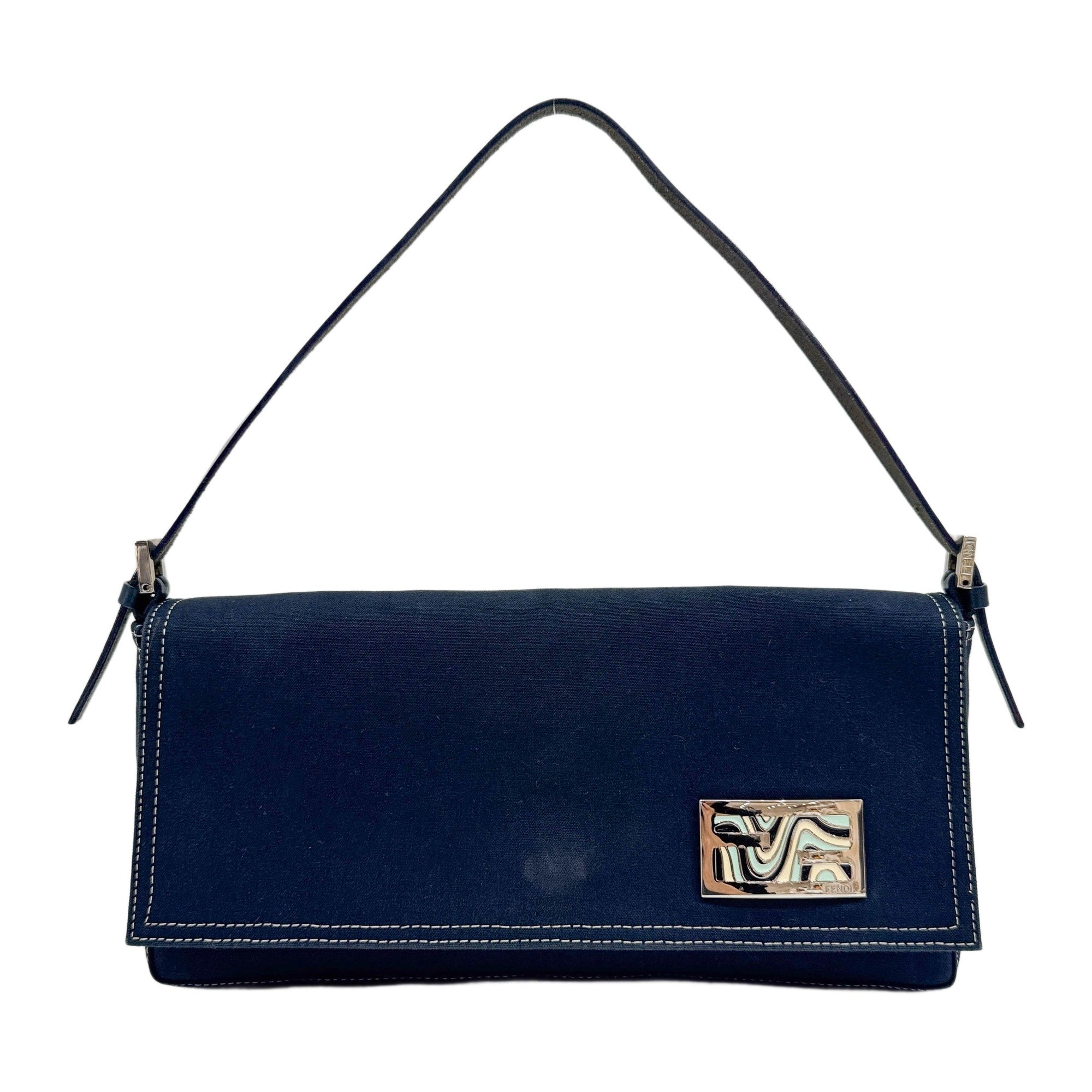 Baguette Blue Denim Shoulder Bag