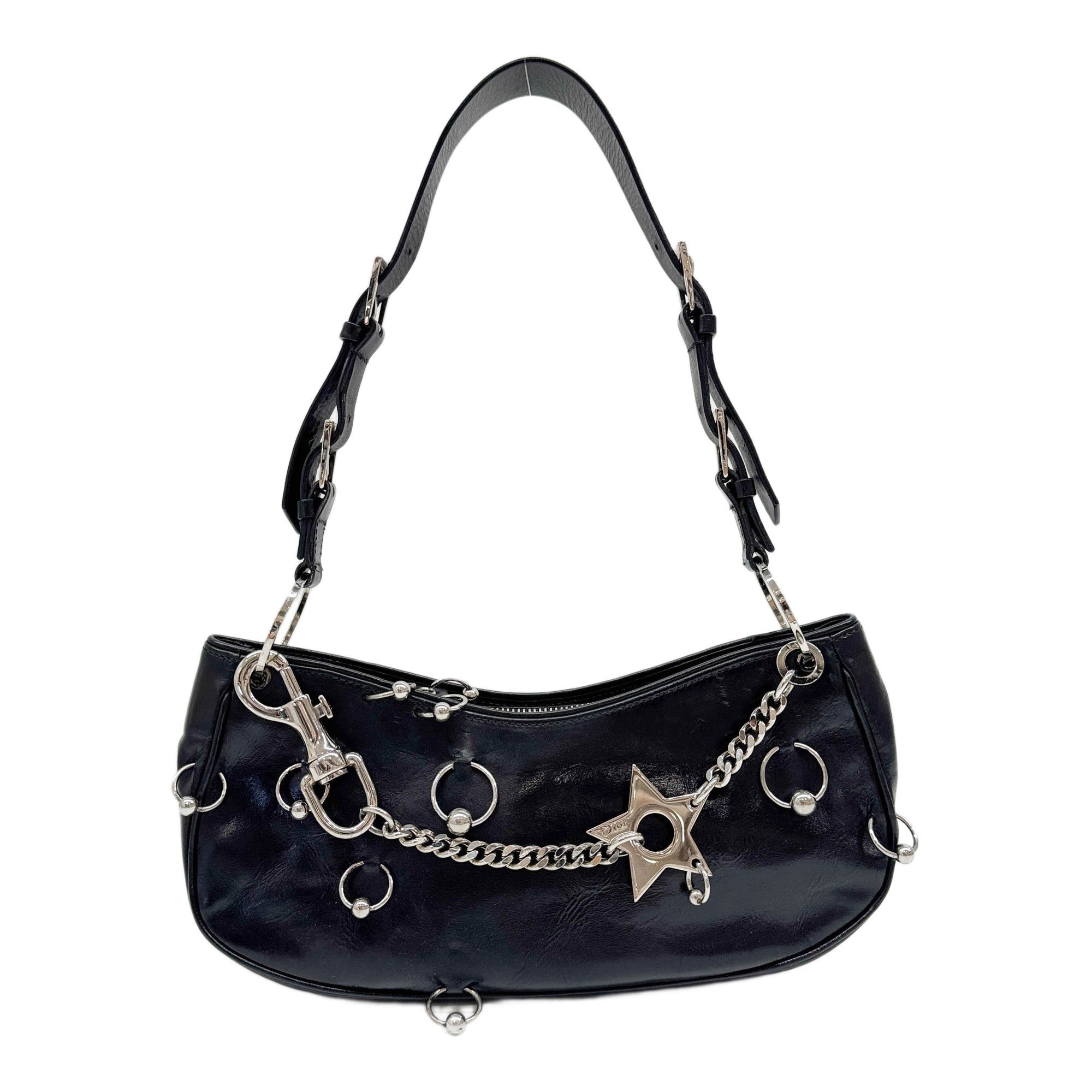 Hardcore Black Leather Shoulder Bag