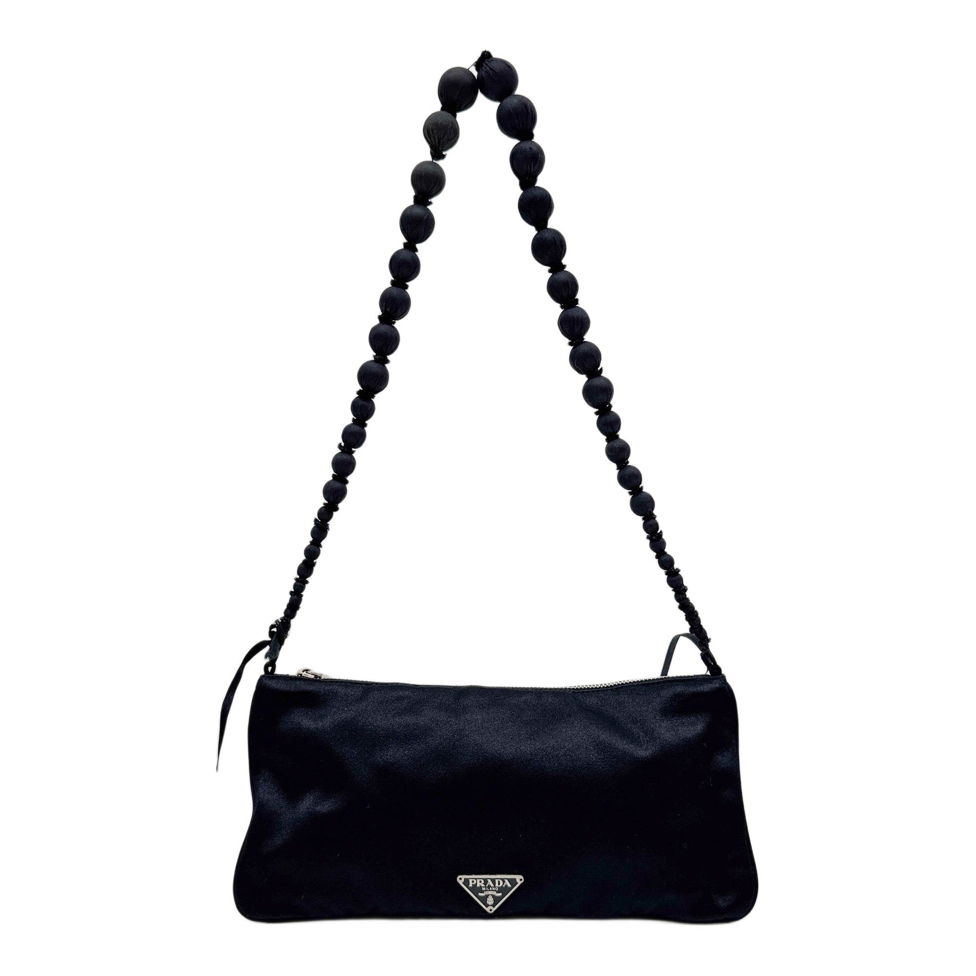 Black Satin Shoulder Bag