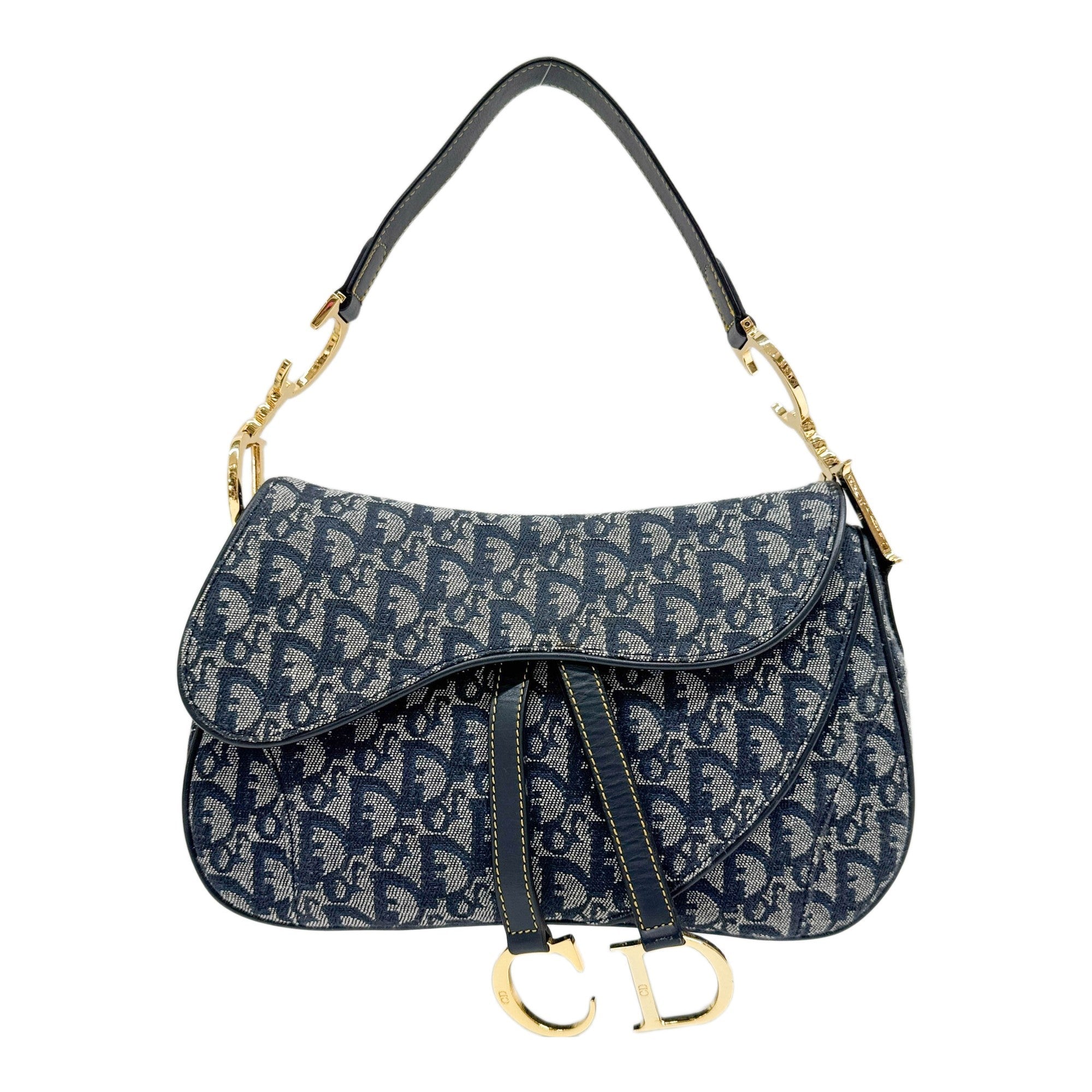 Double Saddle Blue Trotter Canvas Shoulder Bag
