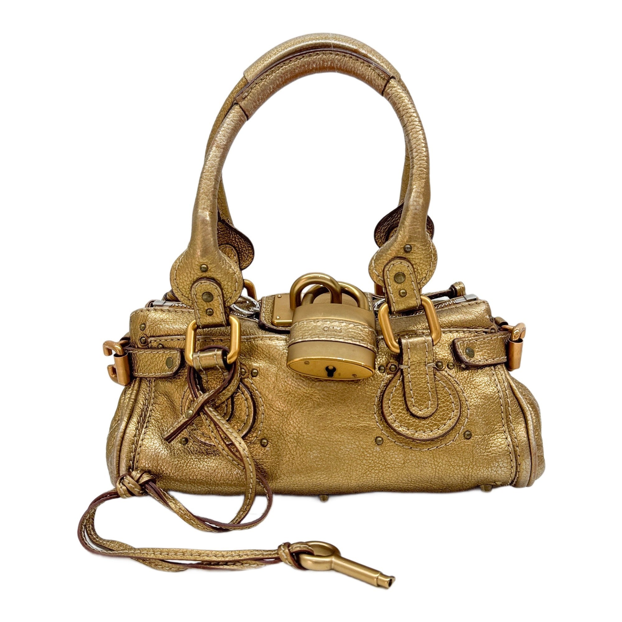 Mini Paddington Gold Leather Hand Bag