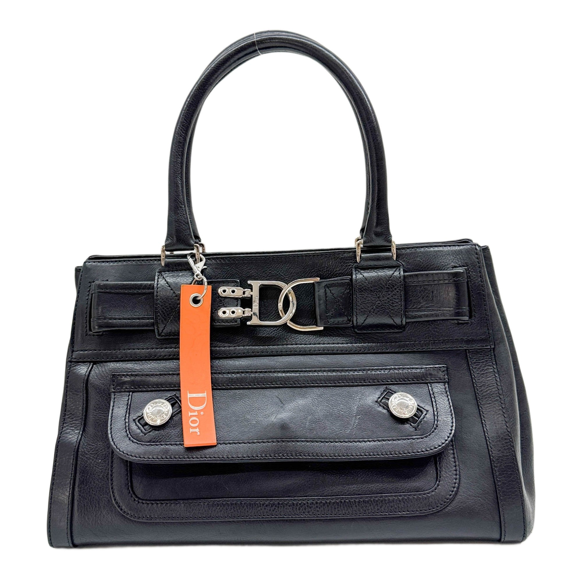 Flight Line Black Leather Tote Handle Bag