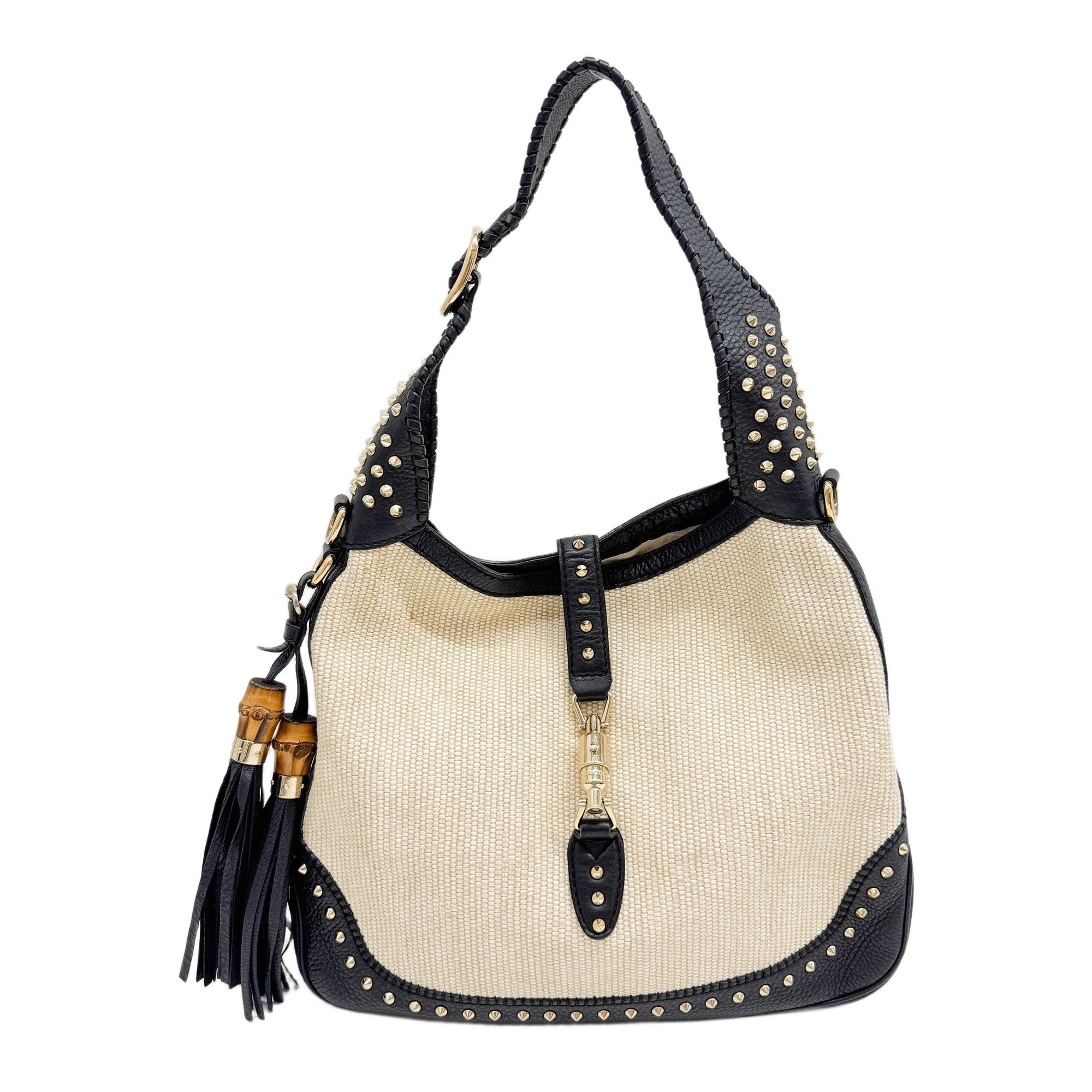New Jackie Beige Raffia Two Way Bag