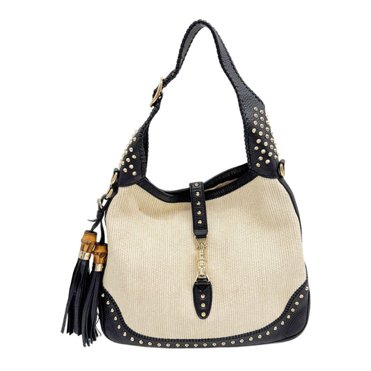 New Jackie Beige Raffia Two Way Bag