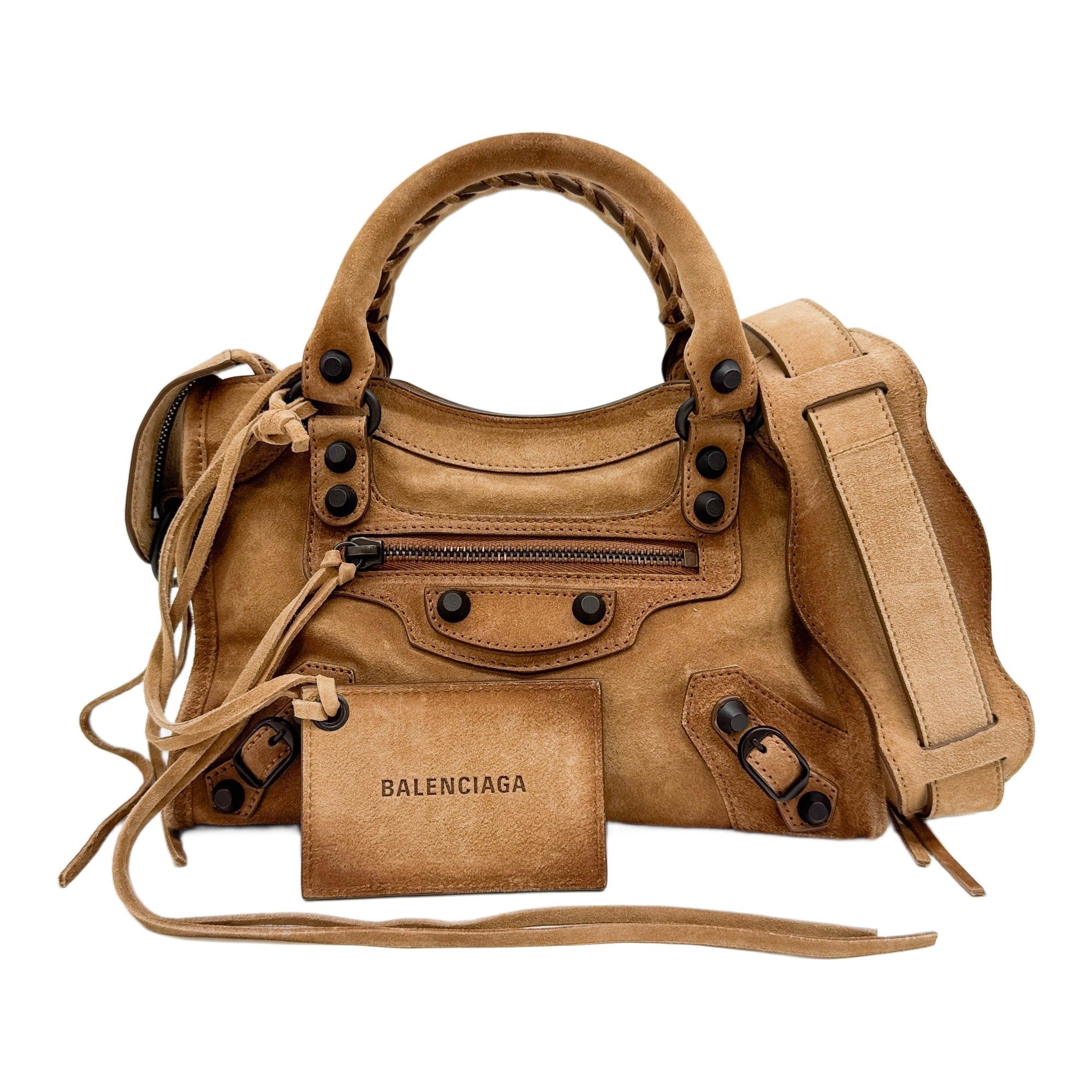 Mini City Brown Suede Leather Two Way Bag