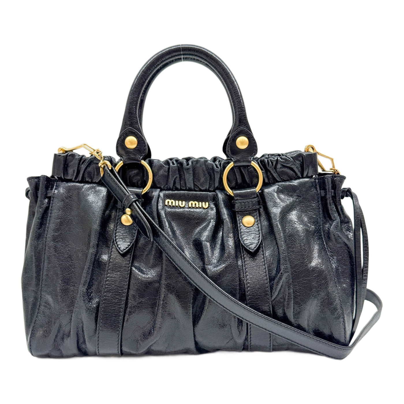 Vitello Black Leather Two Way Bag